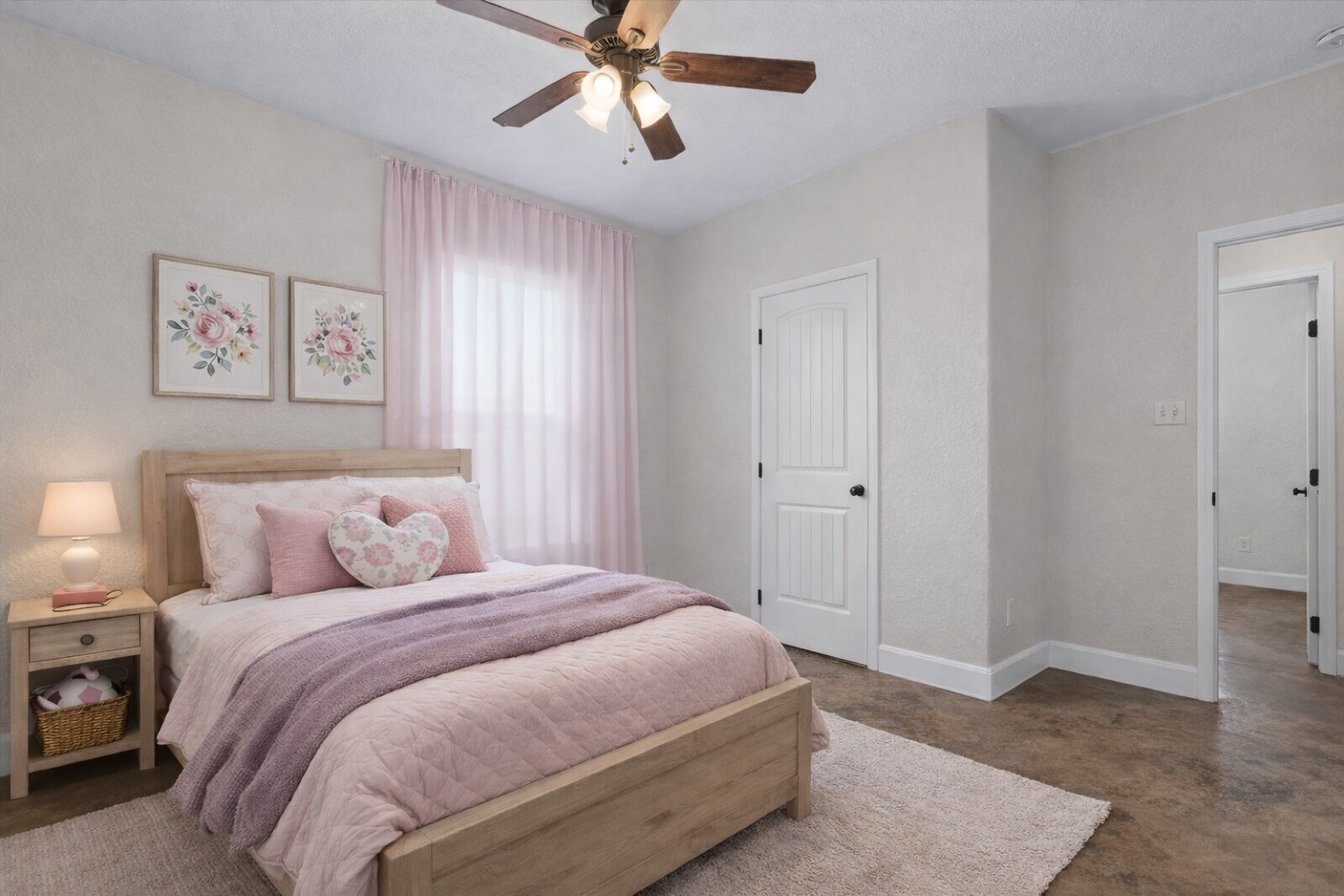 207 Cardinal Loop Paige, TX 78659 - Photo 26 of 39 a bedroom with a large bed and a chandelier