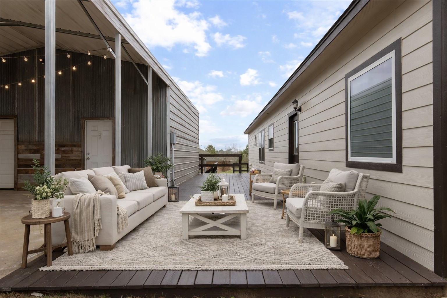 207 Cardinal Loop Paige, TX 78659 - Photo 30 of 39 a living room with furniture potted plant and outdoor seating