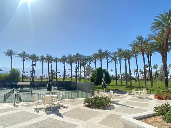 a view of a yard with a fountain