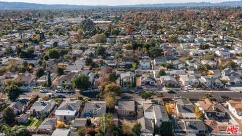 an aerial view of a city with lots of residential buildings