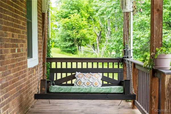 a view of a wooden bench