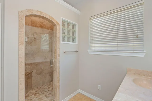 a bathroom with a shower