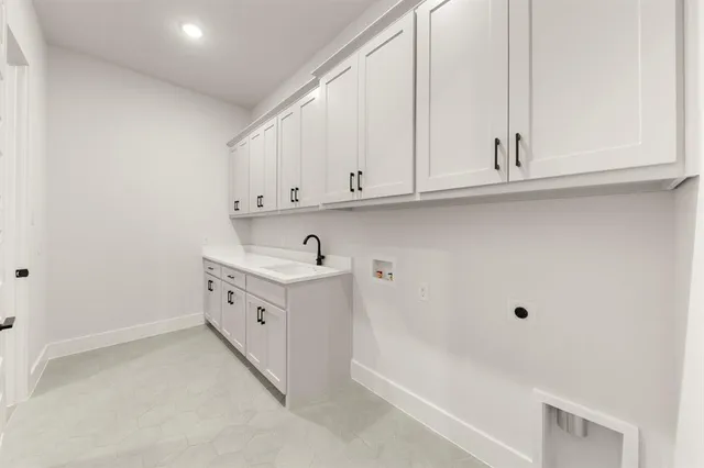 a view of cabinets and window