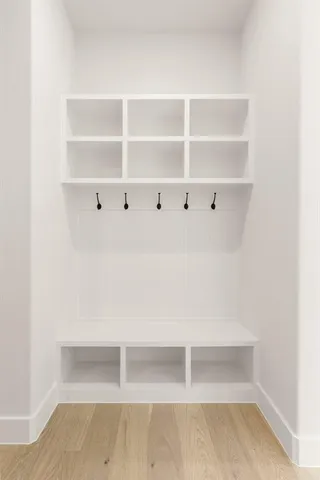 a view of an empty walk in closet