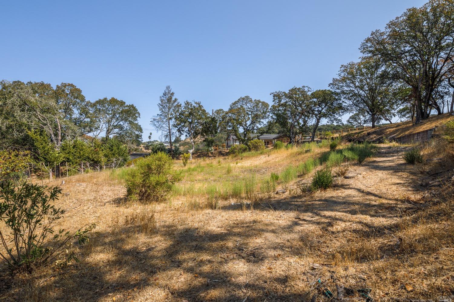 a view of a lake with a yard