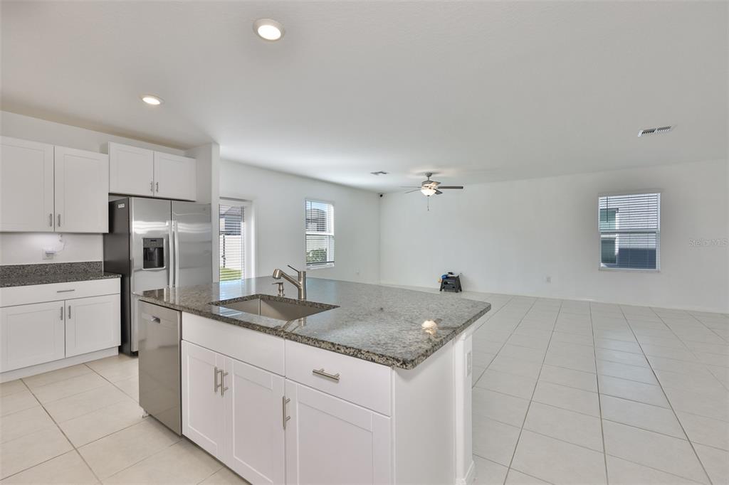 9913 Jackfruit Court Riverview, FL 33578 - Photo 16 of 57 a kitchen with granite countertop a sink and white cabinets