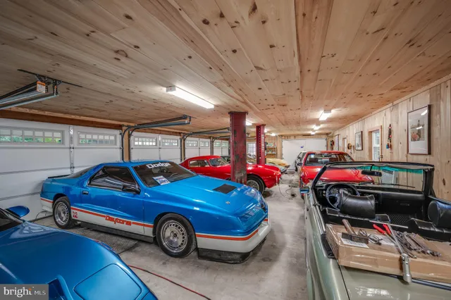 a view of a car in garage