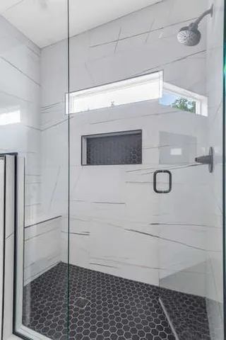 a bathroom with a shower