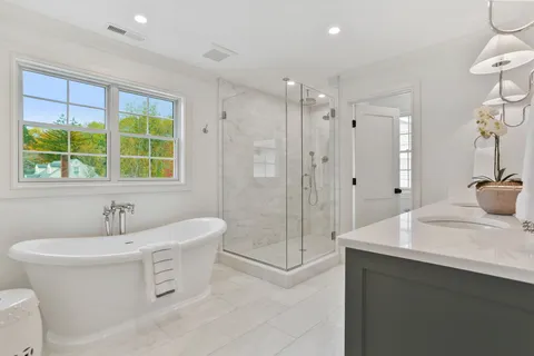 a bathroom with a sink and a tub