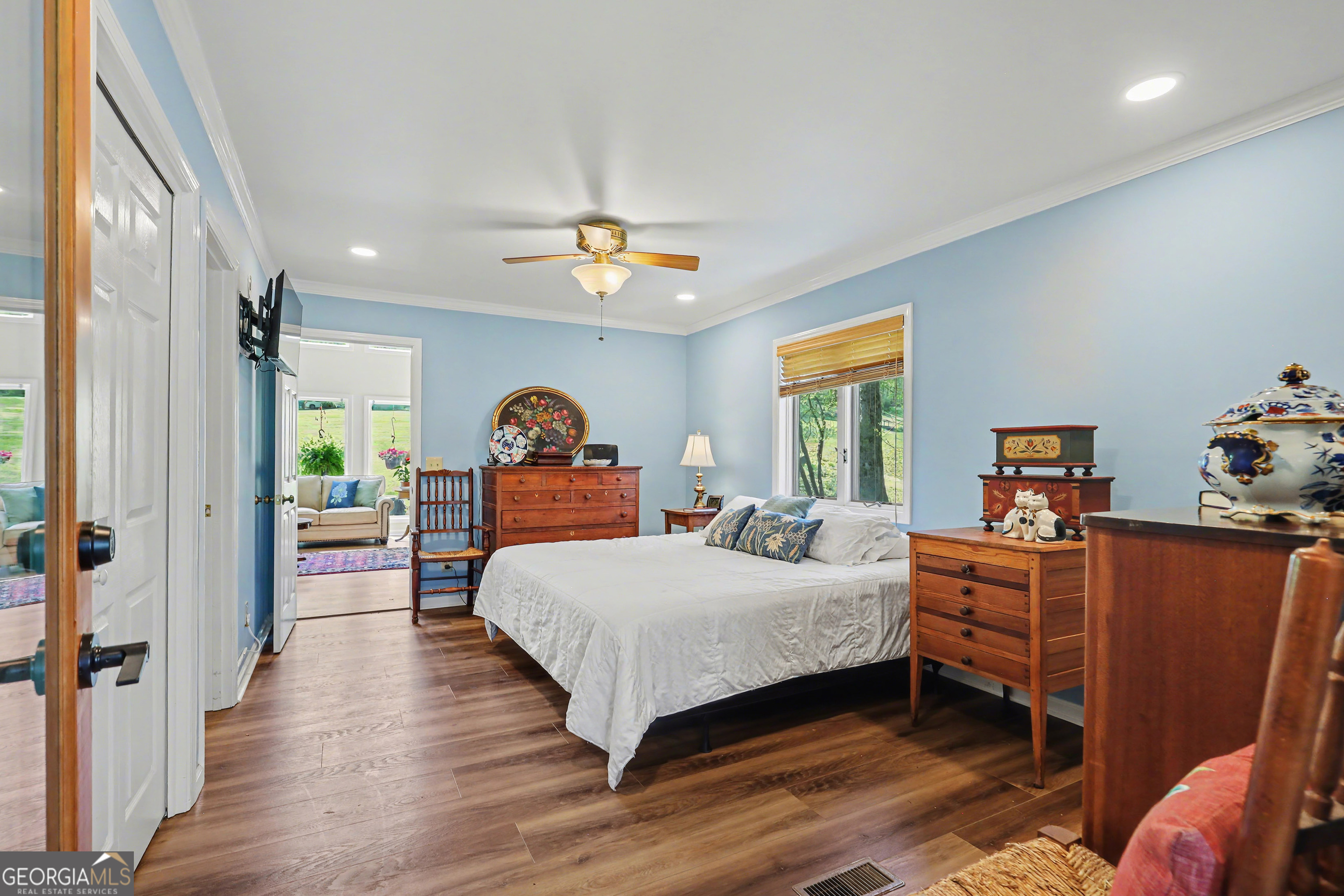 1067-o V Ov Justus Road Rabun Gap, GA 30568 - Photo 27 of 73 a bedroom with a bed and wooden floor