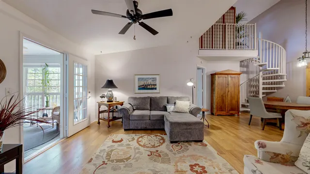 a living room with furniture