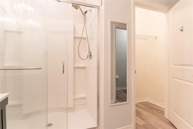 a bathroom with a shower
