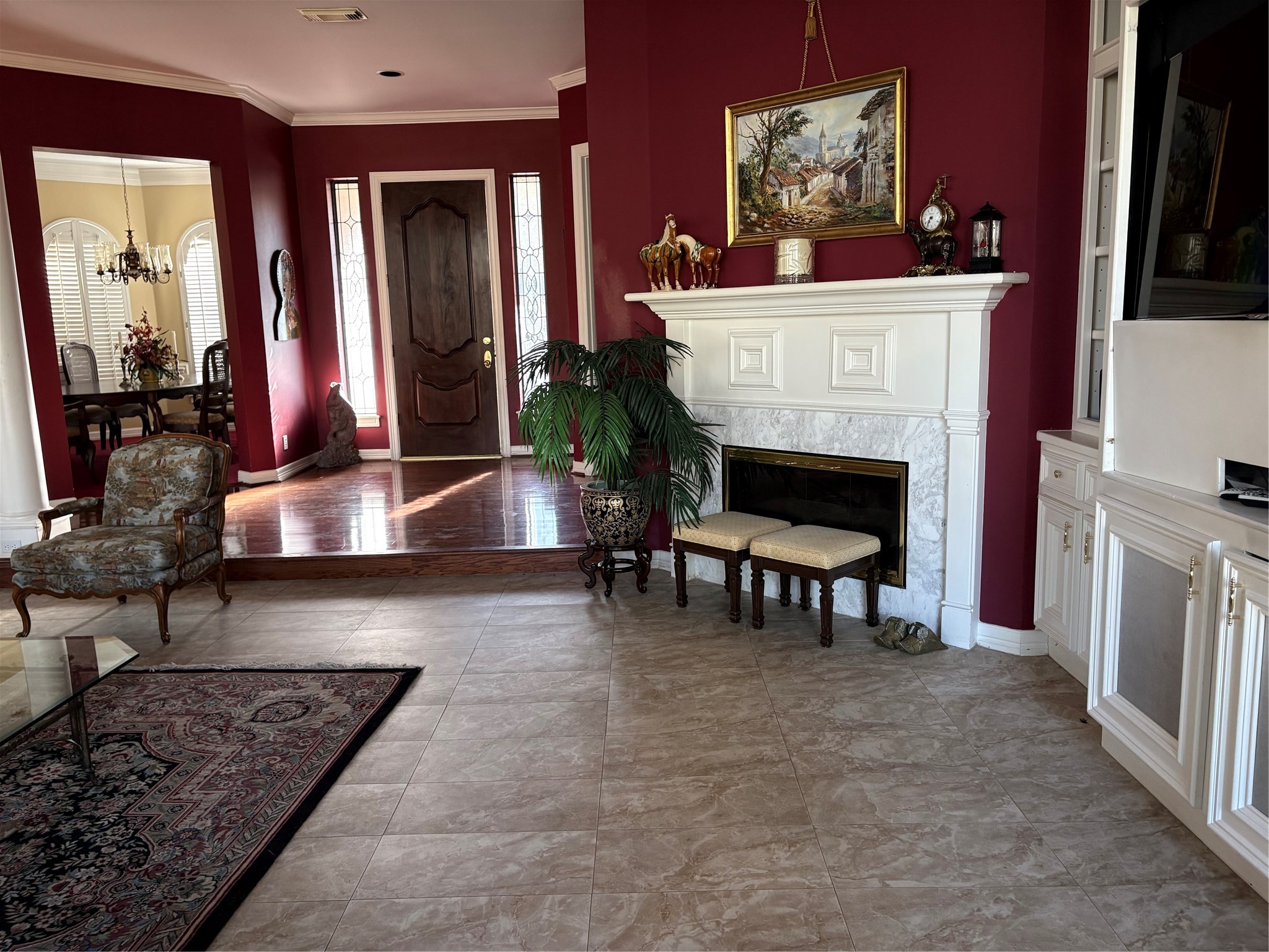 24602 West Kingscrest Circle Spring, TX 77389 - Photo 5 of 15 a living room with furniture and a fireplace