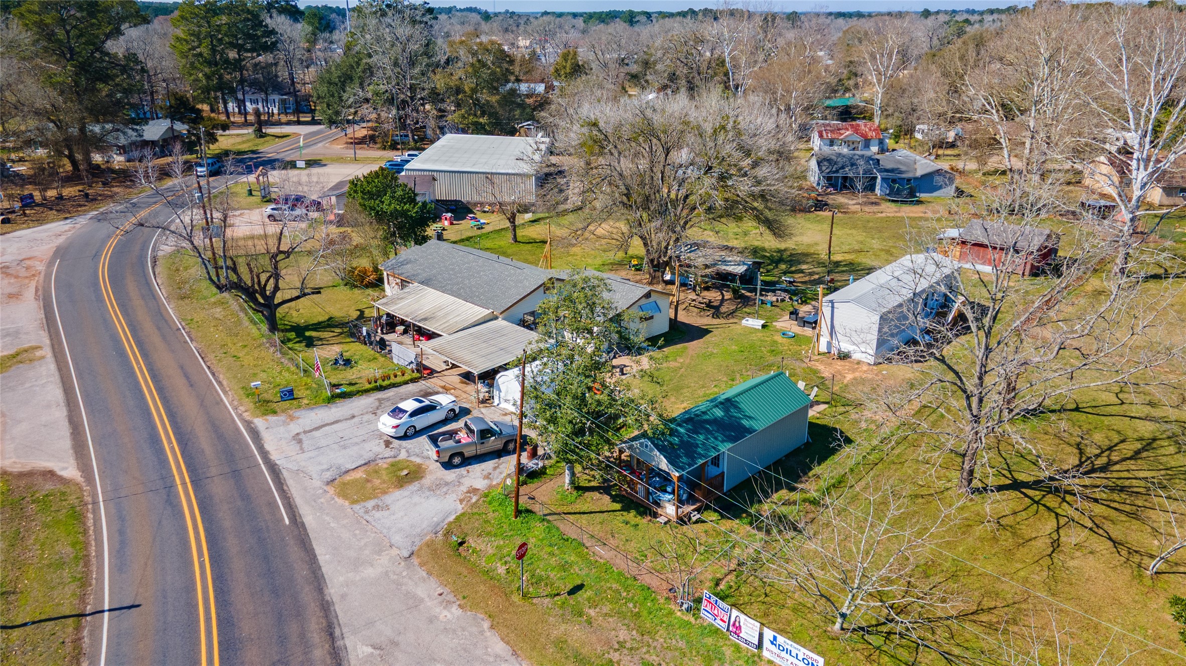 11281 Highway 150 Shepherd, TX 77371 - Photo 37 of 39 an aerial view of a house with a swimming pool and outdoor seating