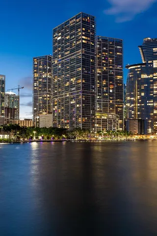 a view of a city with tall buildings