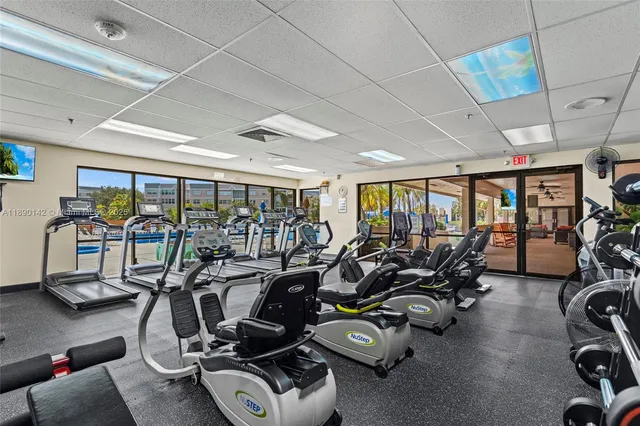 a view of a room with gym equipment