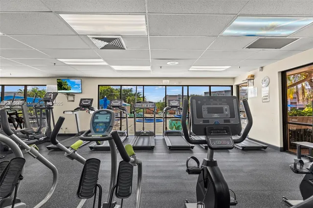 a view of a room with gym equipment