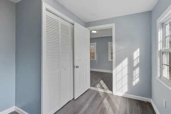 a view of a balcony with door