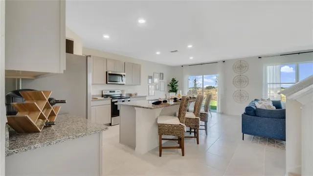a living room with furniture ceiling fan and a rug