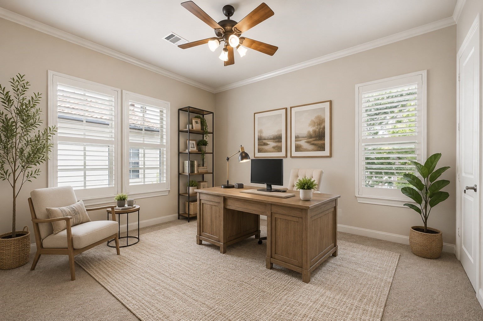 907 Queen Annes Road Houston, TX 77024 - Photo 14 of 31 Generously sized secondary bedroom with en suite bath, abundant natural light, and flexible space for guests, family, or a home office. This image has been virtually staged for illustrative purposes.
