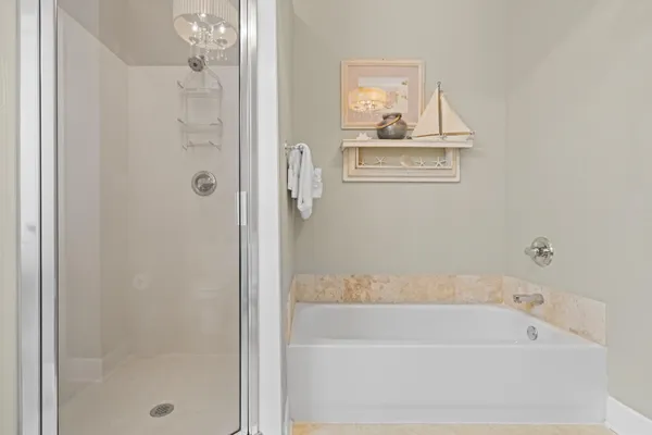 a bathroom with a tub