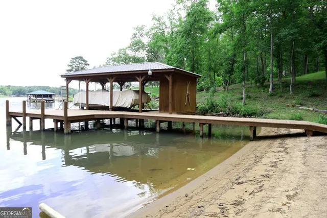 a view of a lake with a mountain view