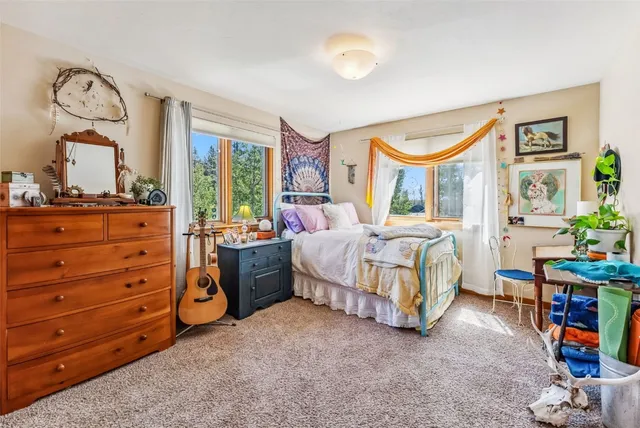 a bedroom with bed and a window