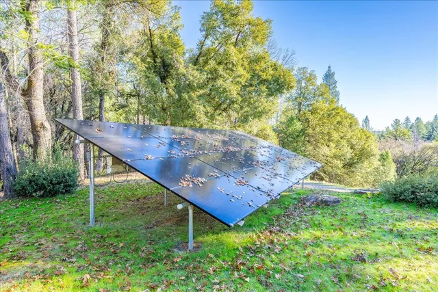 a view of outdoor space with trees all around