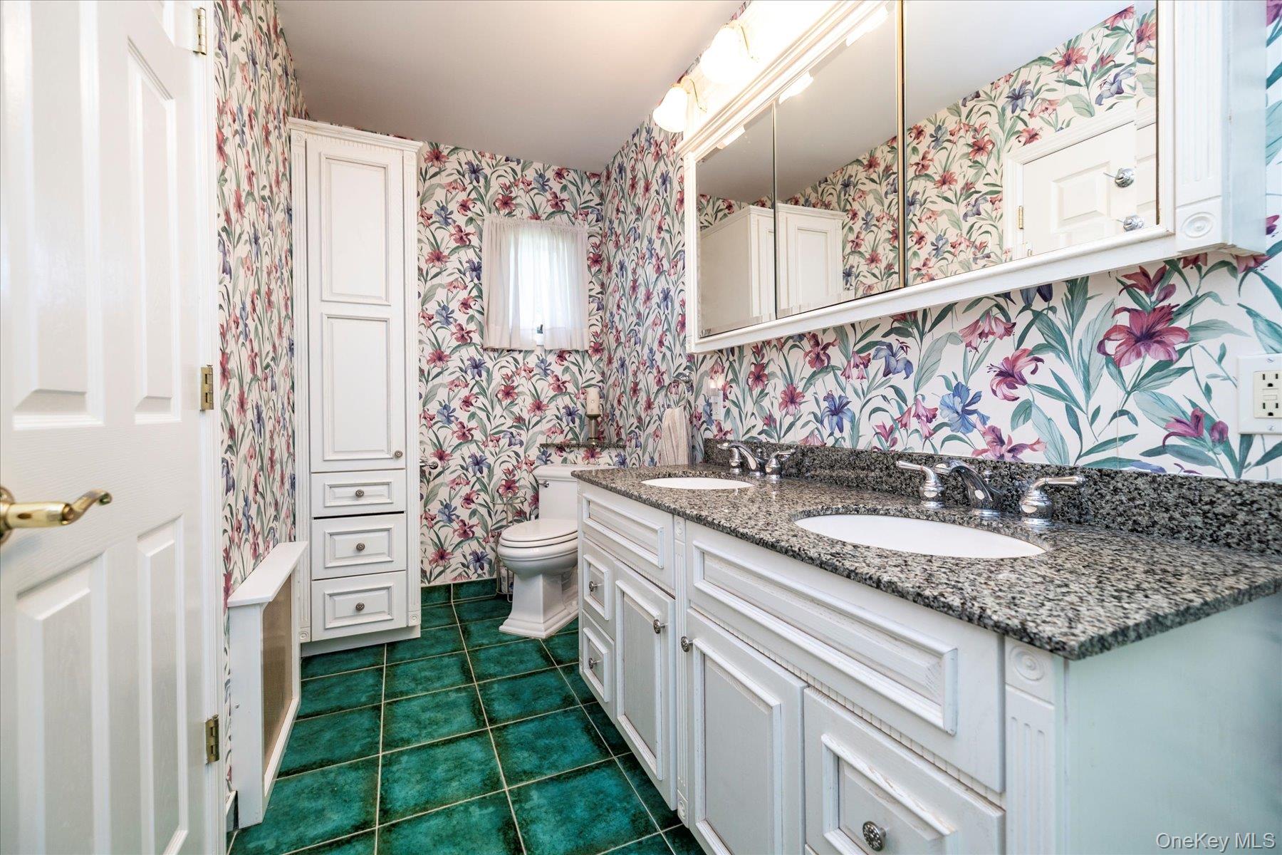 15 Baylis Road Rockville Centre, NY 11570 - Photo 8 of 20 a bathroom with a granite countertop sink and a mirror