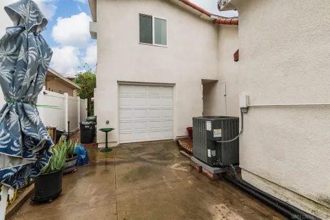 a view of a street with sitting area