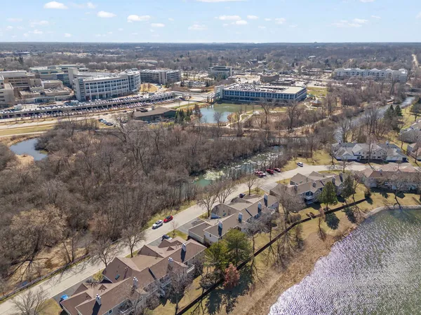 an aerial view of multiple house