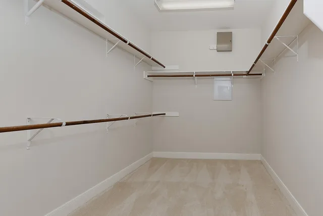 a view of small space with racks on the wall