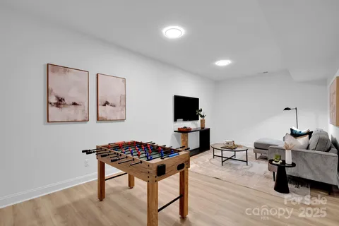 a view of a wooden floor and a pot