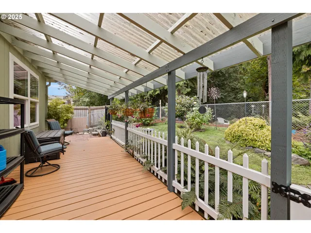 a balcony with furniture