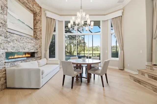 a bedroom with a bed and a table