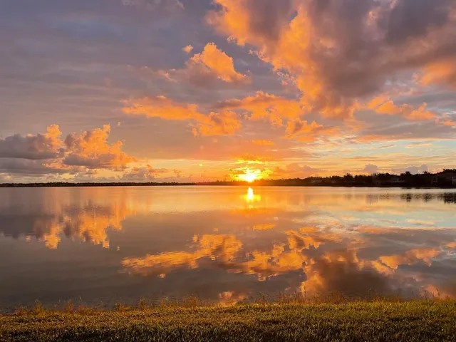 a view of lake from a city