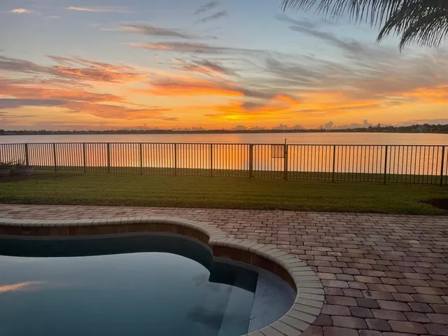 a view of outdoor space and swimming pool