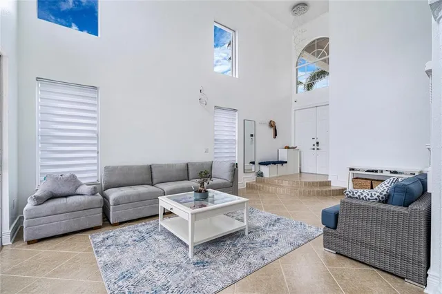 a living room with furniture and a couch