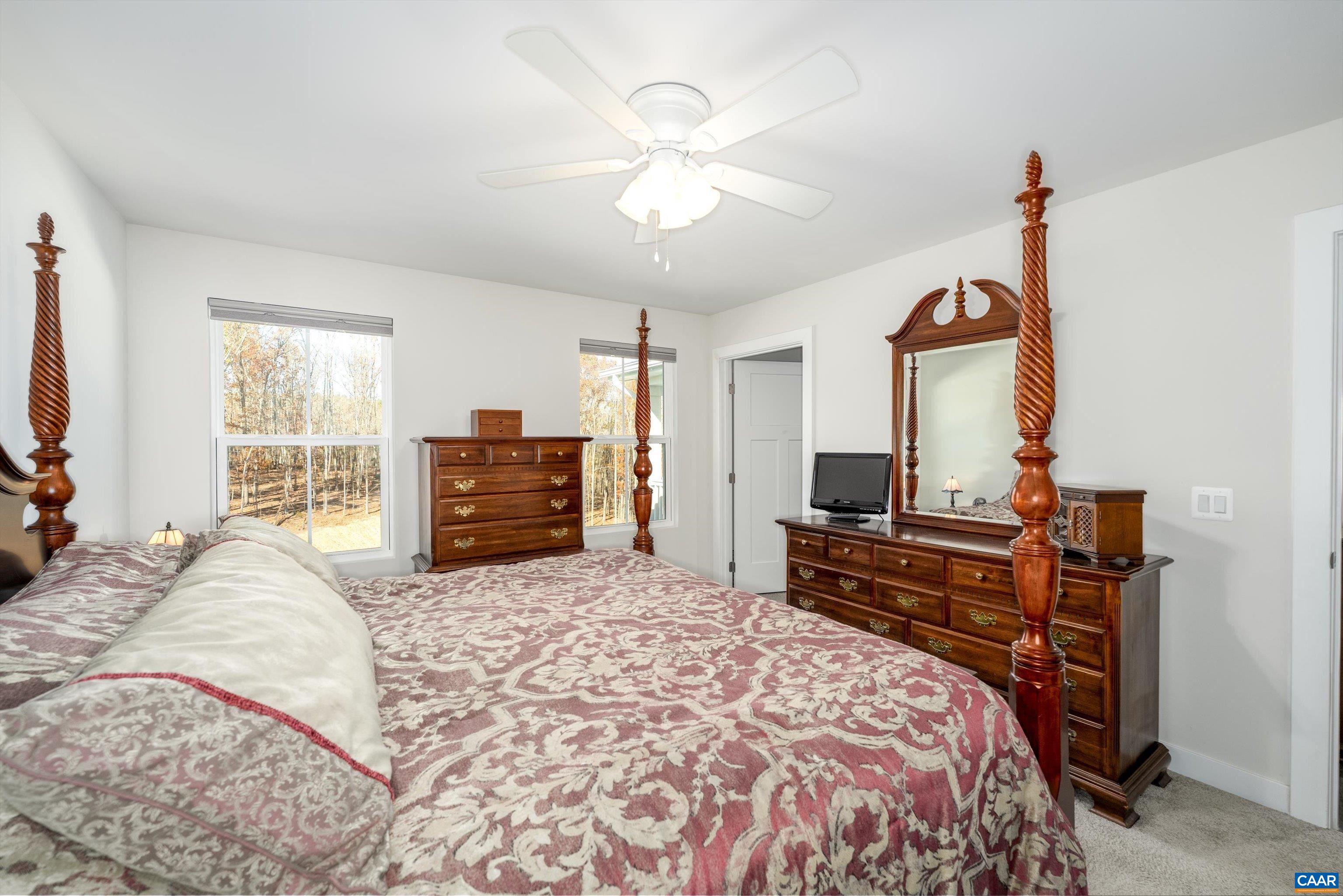 93 Archer Drive Palmyra, VA 22963 - Photo 25 of 45 a bedroom with a bed and a chandelier