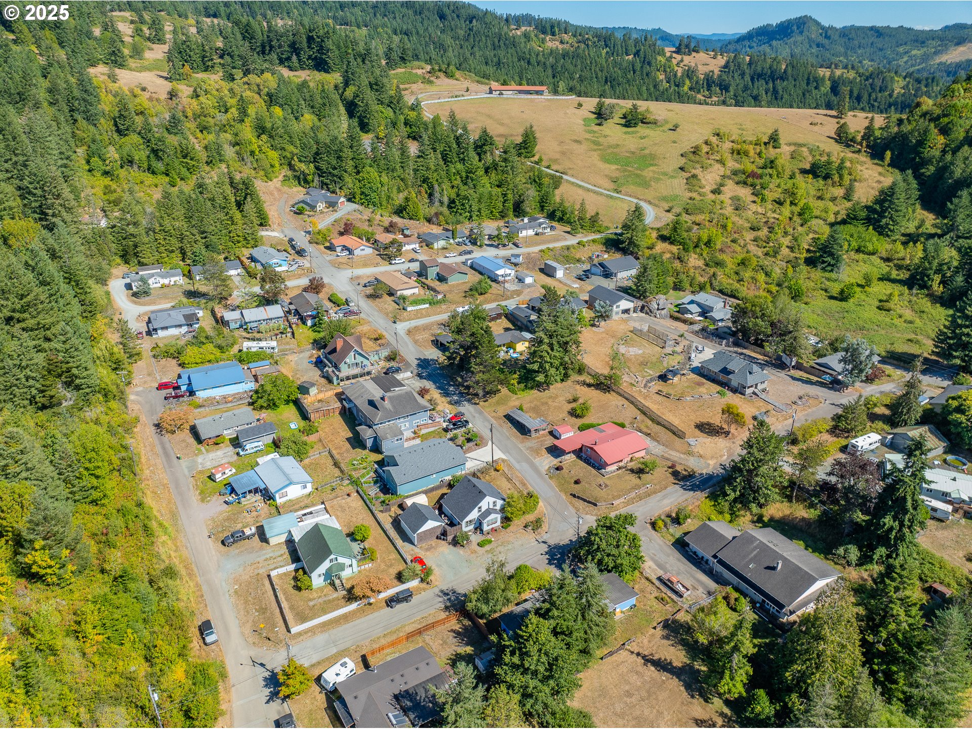 1753 20th Street Myrtle Point, OR 97458 - Photo 41 of 44 an aerial view of residential houses with outdoor space and river