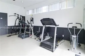a room with gym equipment