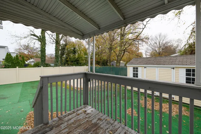 a view of a wooden deck