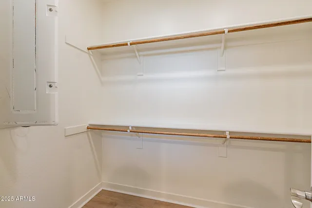 a view of a room with racks on the wall