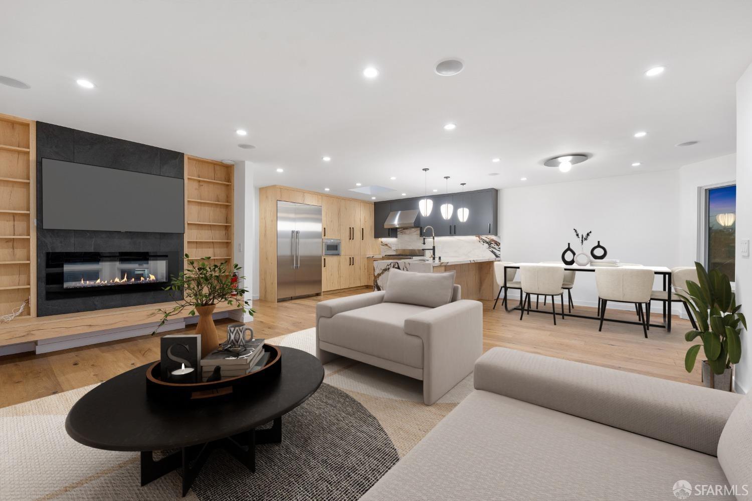 174-172 18th Avenue, Unit 172 San Francisco, CA 94121 - Photo 2 of 37 a living room with furniture and a fireplace