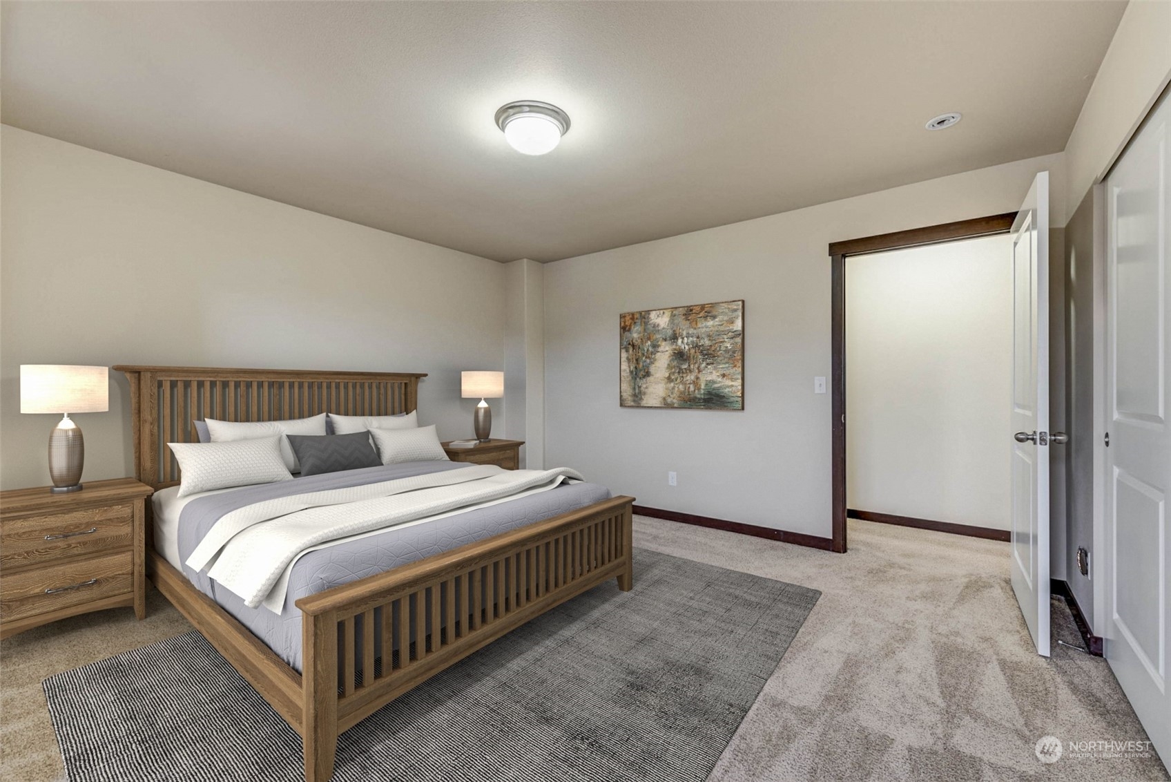 448 Barry Loop Mount Vernon, WA 98274 - Photo 29 of 40 a bedroom with a bed and painting on the wall