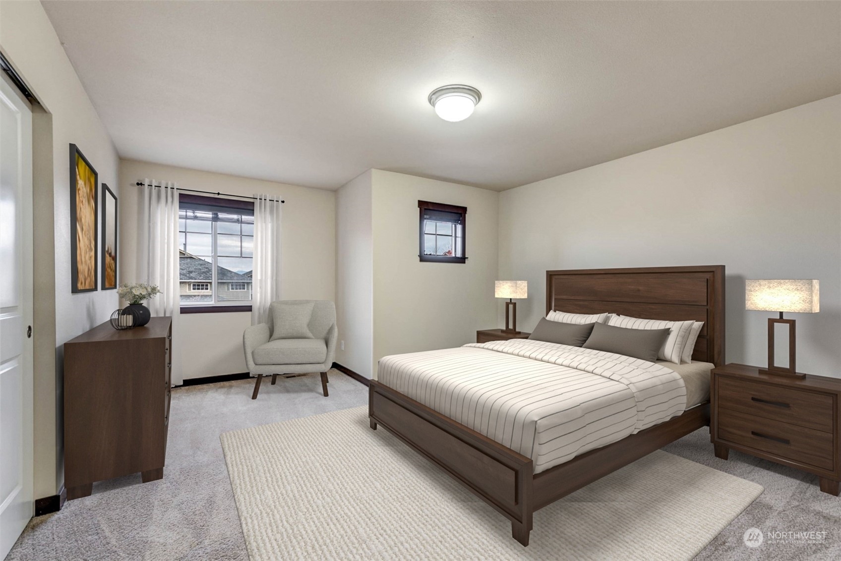 448 Barry Loop Mount Vernon, WA 98274 - Photo 34 of 40 a bedroom with a bed and a couch