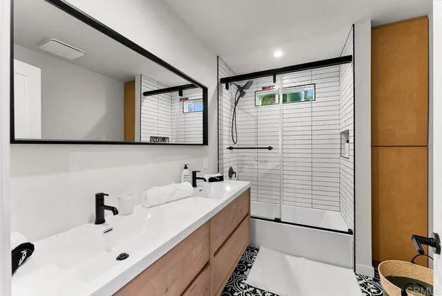 a bathroom with a sink and a tub