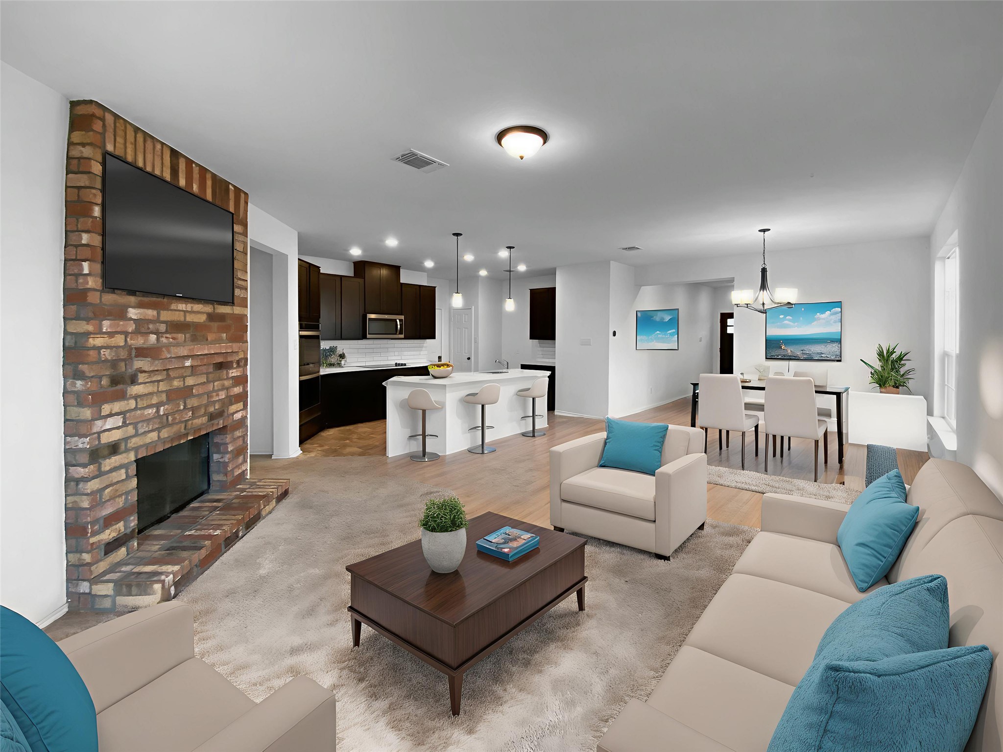 932 Yellow Ribbon Trail Jarrell, TX 76537 - Photo 4 of 26 a living room with furniture and a fireplace