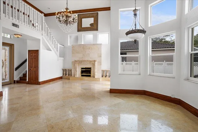 a view of livingroom with furniture and fireplace