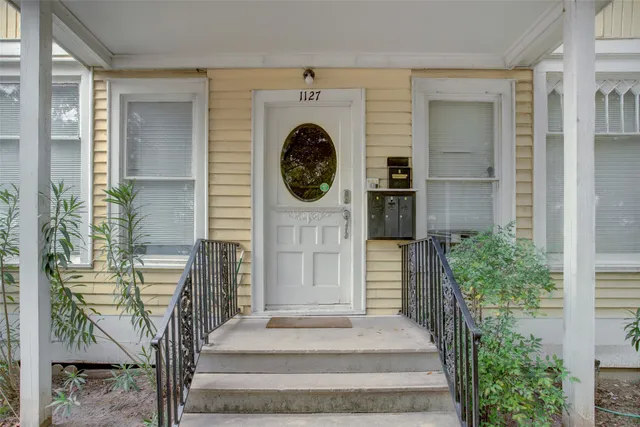 a front view of a house with entryway